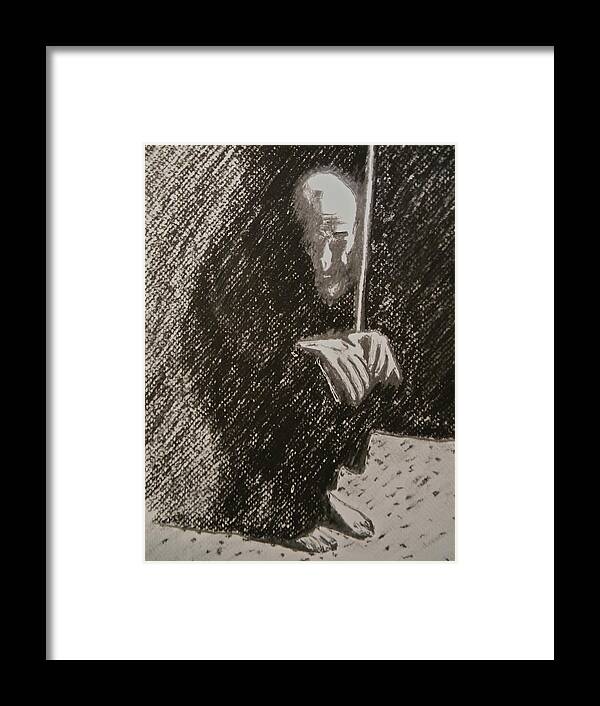 Arab Spring Framed Print featuring the drawing Arab Despair Three - Despondent by Marwan George Khoury