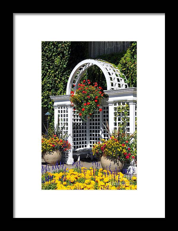Arbor Framed Print featuring the photograph Arbor in the Garden by Sarah Schroder