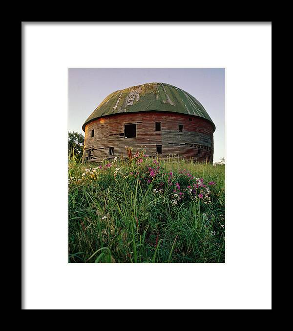 Grass Framed Print featuring the photograph Arcadia Round Barn and Wildflowers by Richard Smith