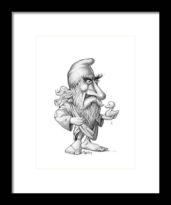 Adult Framed Print featuring the photograph Archimedes, caricature by Science Photo Library