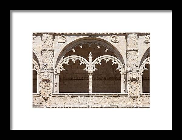 Jeronimos Framed Print featuring the photograph Architectural Details of Jeronimos Monastery in Lisbon by Artur Bogacki