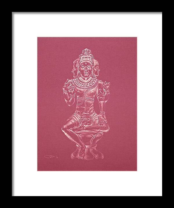 Ardhanarishvara Framed Print featuring the drawing Ardhanarishvara II by Michele Myers