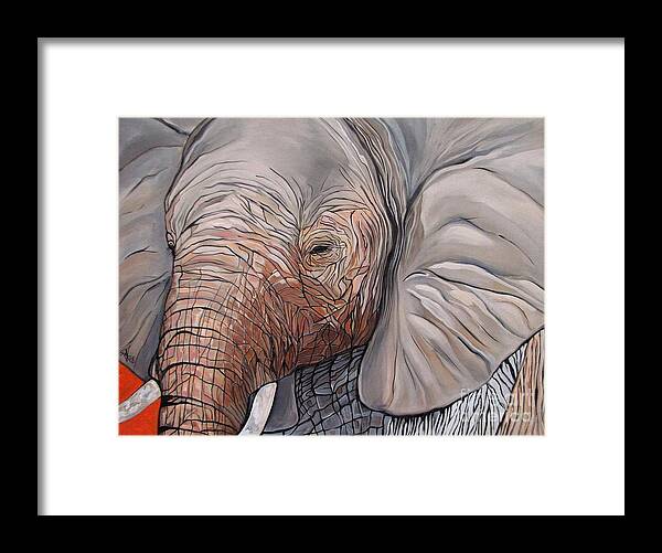 Elephant Bull Painting Framed Print featuring the painting Are You There by Aimee Vance
