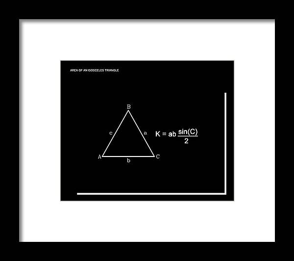 Feature Framed Print featuring the digital art Area of an Isosceles Triangle b/w by Paulette B Wright