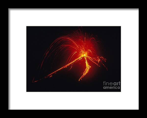Volcano Framed Print featuring the photograph Arenal Volcano Erupting by Gregory G. Dimijian, M.D.