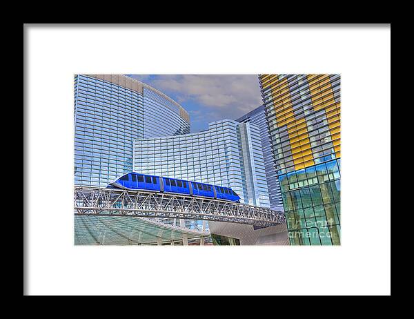 Las Vegas Framed Print featuring the photograph Aria Las Vegas Nevada Hotel and Casino Tram by David Zanzinger