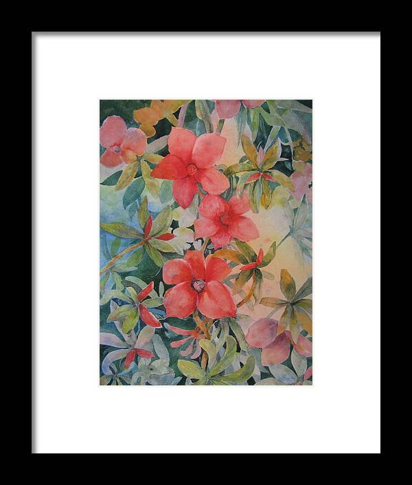 Floral Framed Print featuring the painting Arizona Reds II by Marilyn Clement