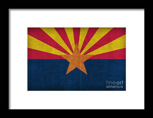 Arizona Framed Print featuring the painting Arizona state flag by Pixel Chimp