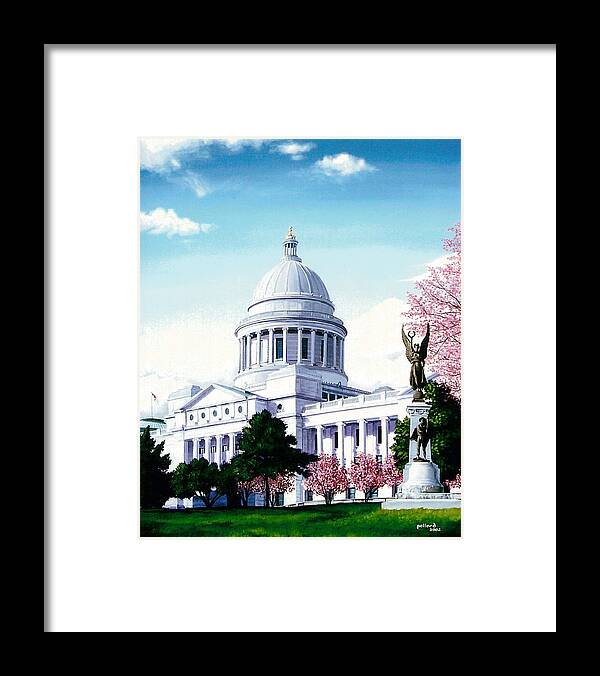 Little Rock Framed Print featuring the painting Arkansas Capitol Blossoms by Glenn Pollard