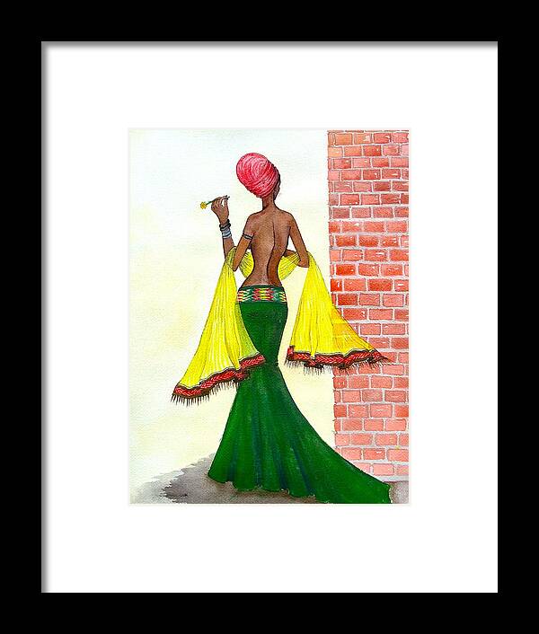 African Paintings Framed Print featuring the painting Around the Corner by Mahlet