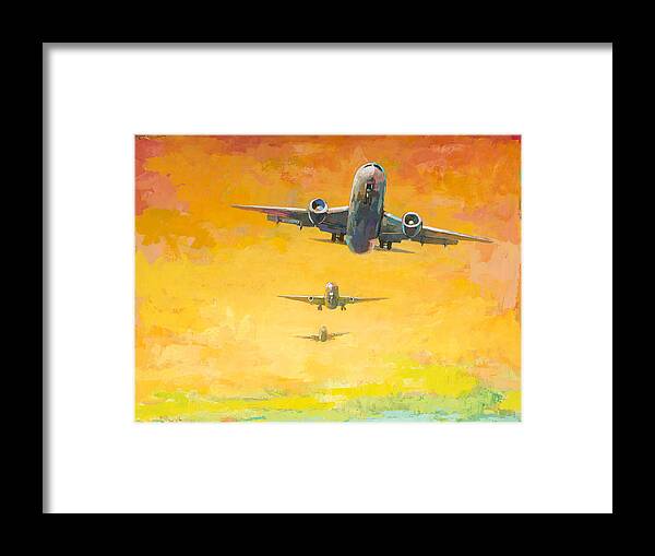 Airplanes Framed Print featuring the painting Arrivals #4 by David Palmer