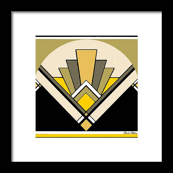 Art Deco Pattern Two Framed Print featuring the digital art Art Deco Pattern Two - Yellow by Chuck Staley