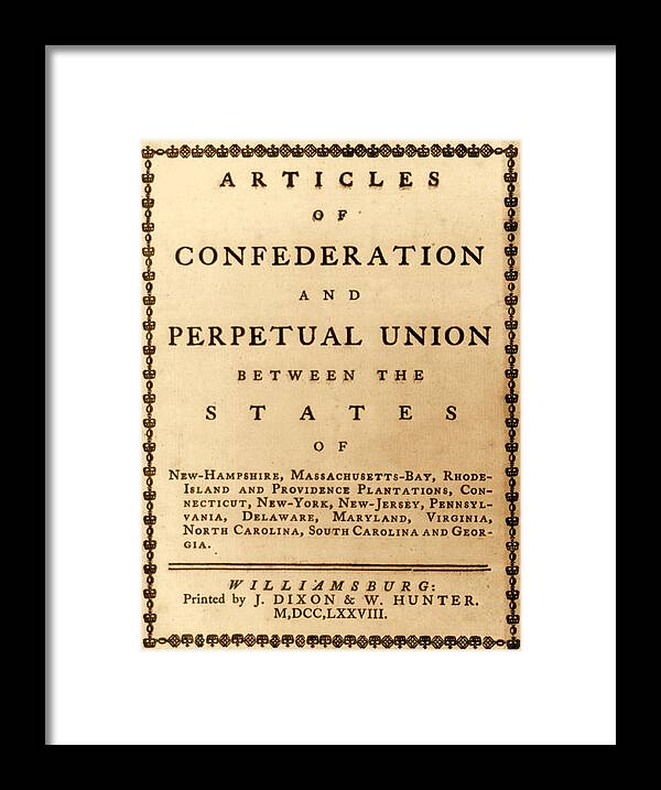 Government Framed Print featuring the photograph Articles Of Confederation, 1777 by Science Source