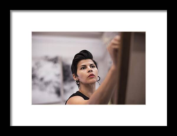 Painter Framed Print featuring the photograph Artist painting in her studio by Scott Zdon