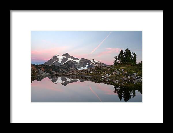 Airplane Trail Framed Print featuring the photograph Artist Point Tarn by Michael Russell