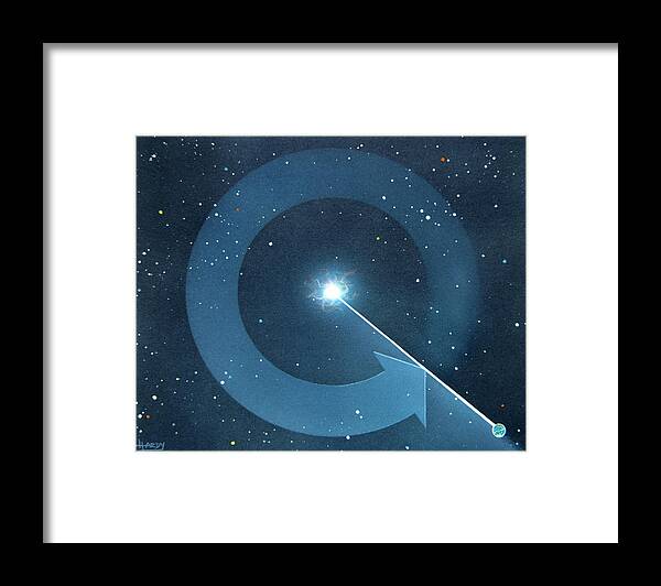 Pulsar Framed Print featuring the photograph Artwork Of The Crab Nebula Pulsar And Earth by David A. Hardy/science Photo Library