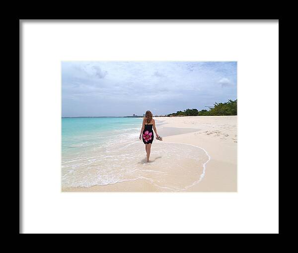 Aruba Framed Print featuring the photograph Aruba Beach Girl by Curtis Krusie
