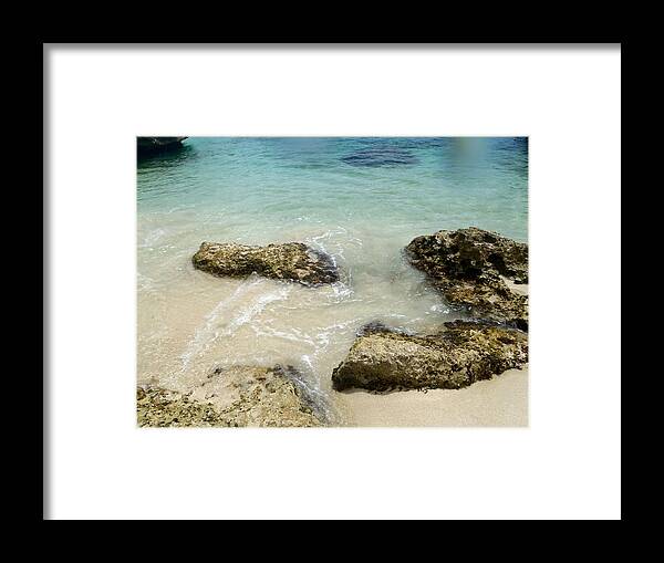 Aruba Framed Print featuring the photograph Aruba Beach Rocks by Curtis Krusie