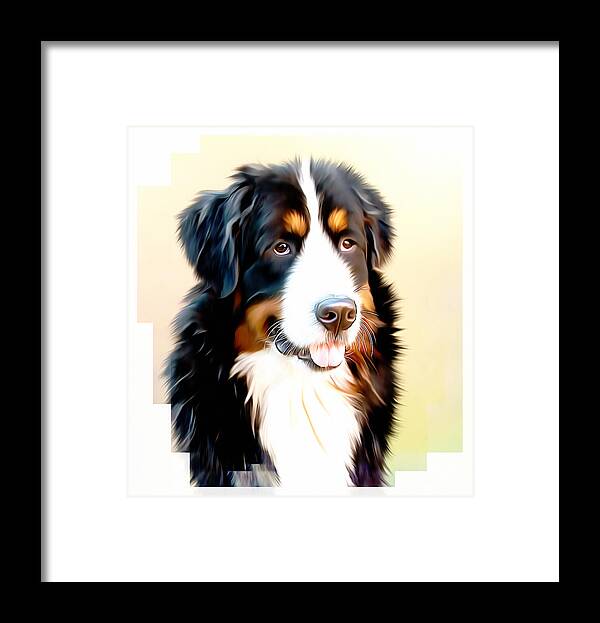 Bernese Dog Framed Print featuring the digital art As Good As It Gets by Georgiana Romanovna