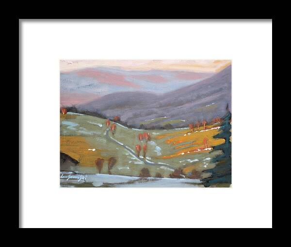 Late Winter Framed Print featuring the painting As The Sun Sets by Len Stomski