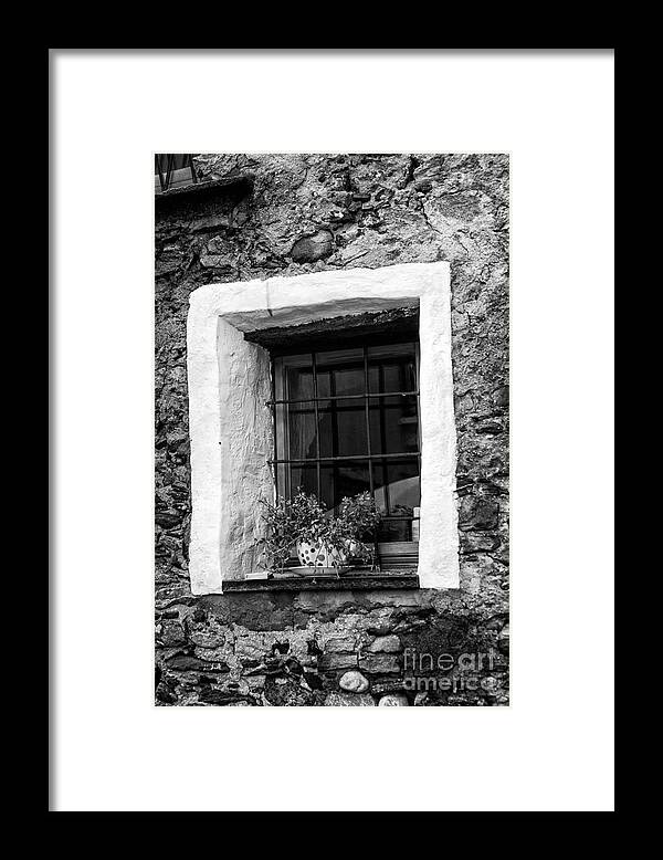 Switzerland Framed Print featuring the photograph Ascona Window BW by Timothy Hacker