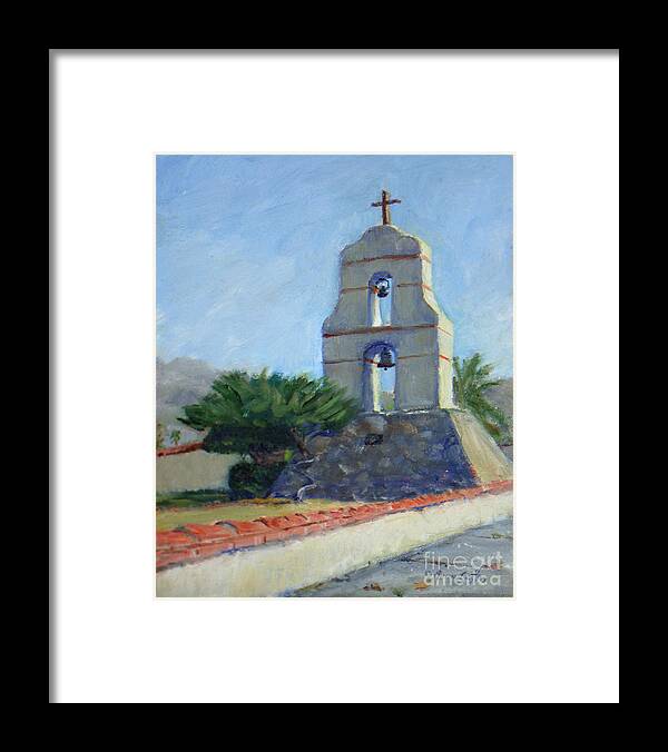 Landscape Framed Print featuring the painting Asistencia Bell Tower by Joan Coffey