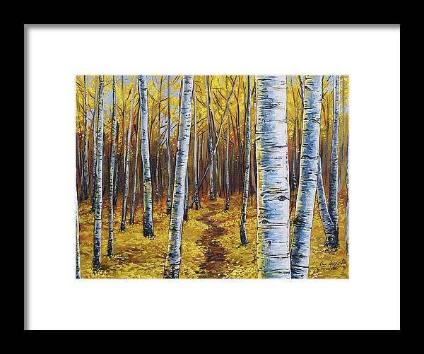 Aspen Framed Print featuring the painting Aspen Trail by Aaron Spong