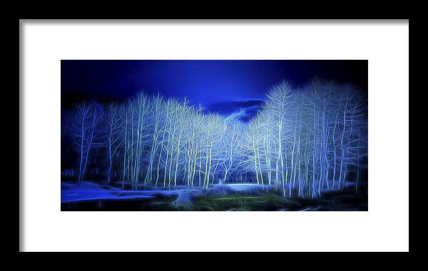 Nature Framed Print featuring the digital art Aspens By Moonlight by William Horden