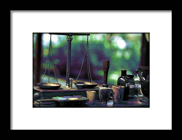 Scales Framed Print featuring the digital art Assayers Tools 3 by Kae Cheatham