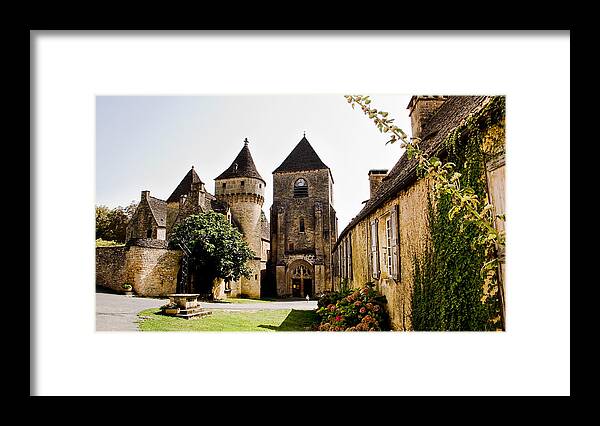 Saint Genies Framed Print featuring the photograph Asymmetric Tower and church of Saint Genies Perigord by Weston Westmoreland