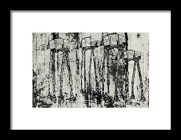 Concrete Framed Print featuring the digital art At - At Herd by No Alphabet