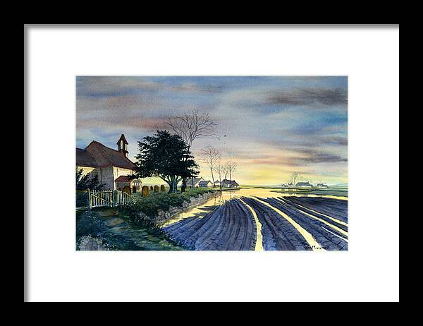 Landscape Framed Print featuring the painting At Eventide by Glenn Marshall