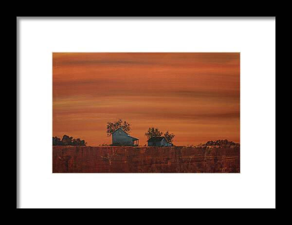 Landscape Framed Print featuring the painting At the Edge of the Day by William Renzulli