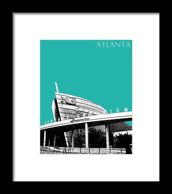 Architecture Framed Print featuring the digital art Atlanta Georgia Aquarium - Teal Green by DB Artist