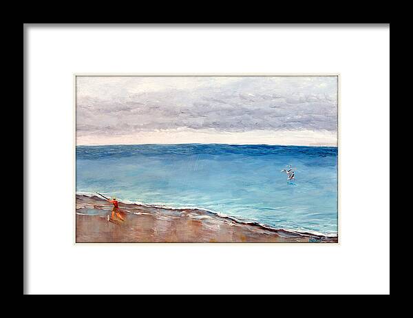 Fishing Framed Print featuring the painting Atlantic Beach Fishing by Deborah Naves