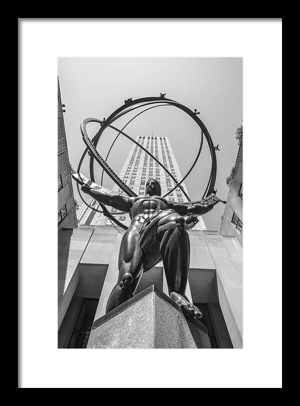  Atlas Statue At Rockefeller Center Framed Print featuring the photograph Atlas statue Rockefeller Center by Patrick Warneka