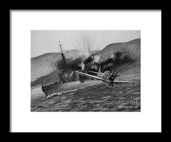 Sbd Framed Print featuring the drawing Attack on the Yura by Stephen Roberson