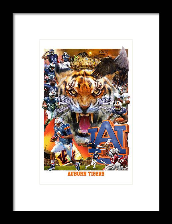 Auburn Framed Print featuring the mixed media Auburn Tigers by Mark Spears