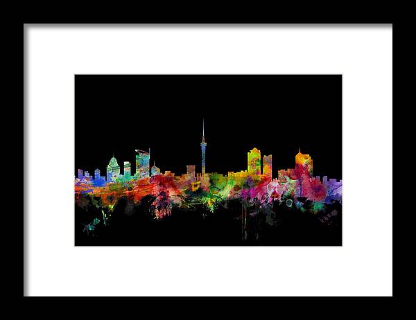 United States Framed Print featuring the digital art Auckland New Zealand Skyline by Michael Tompsett
