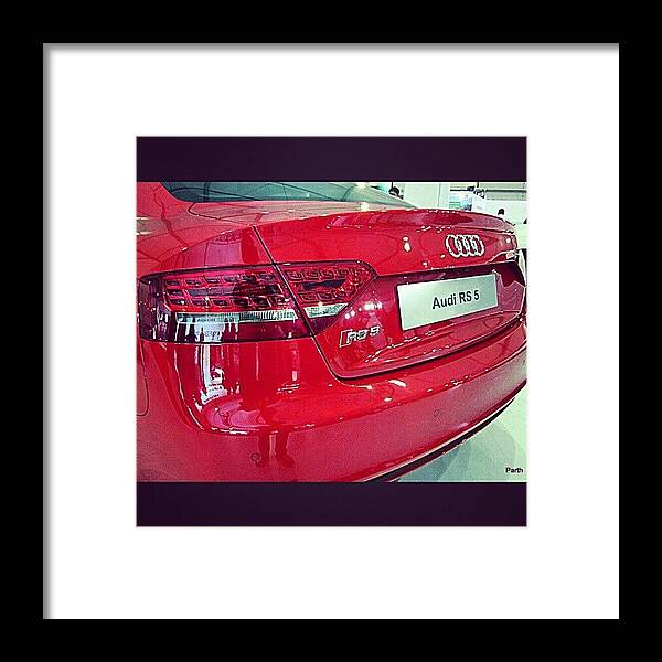 Tail Framed Print featuring the photograph #audi #rs5 #red #tail #led #lamps #logo by Parth Patel