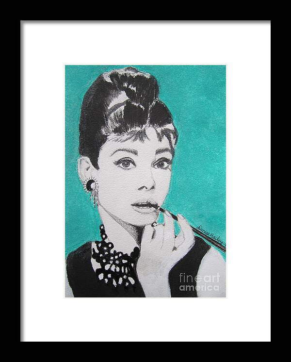 Audrey Hepburn Framed Print featuring the painting Audrey by Denise Railey