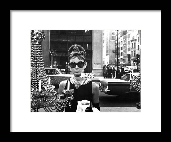 Audrey Hepburn Framed Print featuring the digital art Audrey Hepburn Breakfast at Tiffany's by Audrey Hepburn