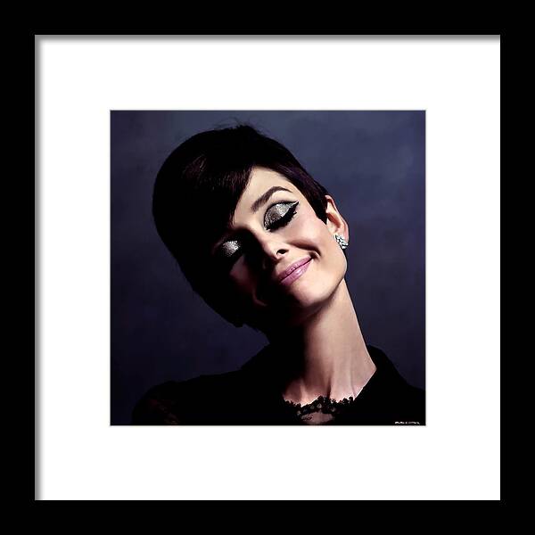Audrey Hepburn Portrait Framed Print featuring the digital art Audrey Hepburn Portrait by Gabriel T Toro