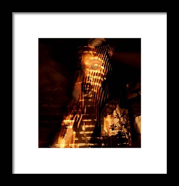 Gold Egyptian Flames Candle Temples Framed Print featuring the photograph Aurous by Jessica S