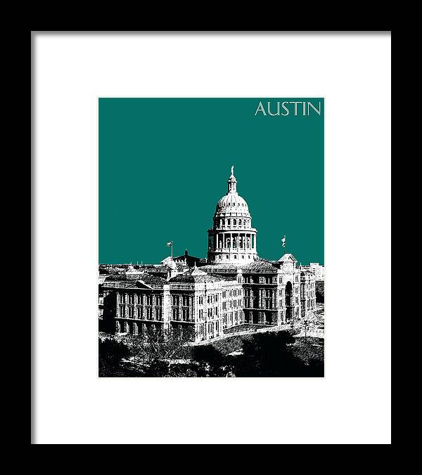 Architecture Framed Print featuring the digital art Austin Texas Capital - Sea Green by DB Artist
