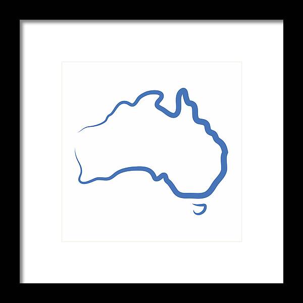 International Border Framed Print featuring the drawing Australia outline map made from a single line by Mattjeacock