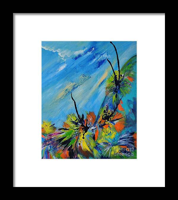 Landscapes Framed Print featuring the painting Australian Grasstrees by Lyn Olsen