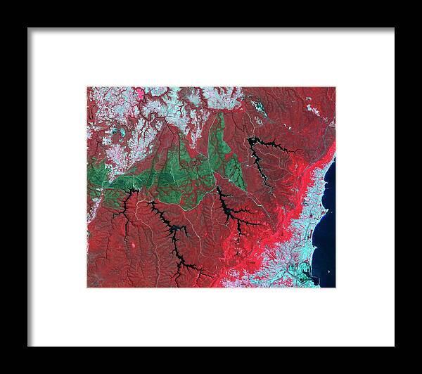 Wollongong Framed Print featuring the photograph Australian Wildfire Scar by Nasa/gsfc/meti/ersdac/jaros/us-japan Aster Science Team