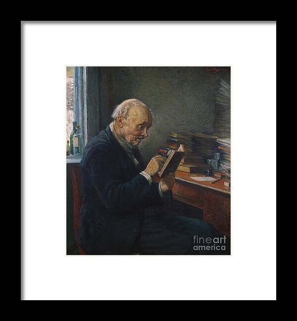 Lars Osa Framed Print featuring the painting Author Ivar Aasen by Lars Osa