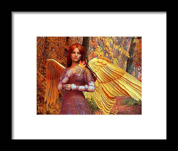 Angel Framed Print featuring the painting Autumn Angel 2 by Suzanne Silvir
